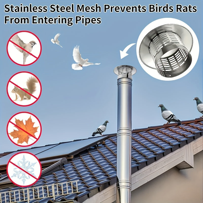 304 Stainless Steel Chimney Cap Vent Cover Rainproof Louvered Exterior