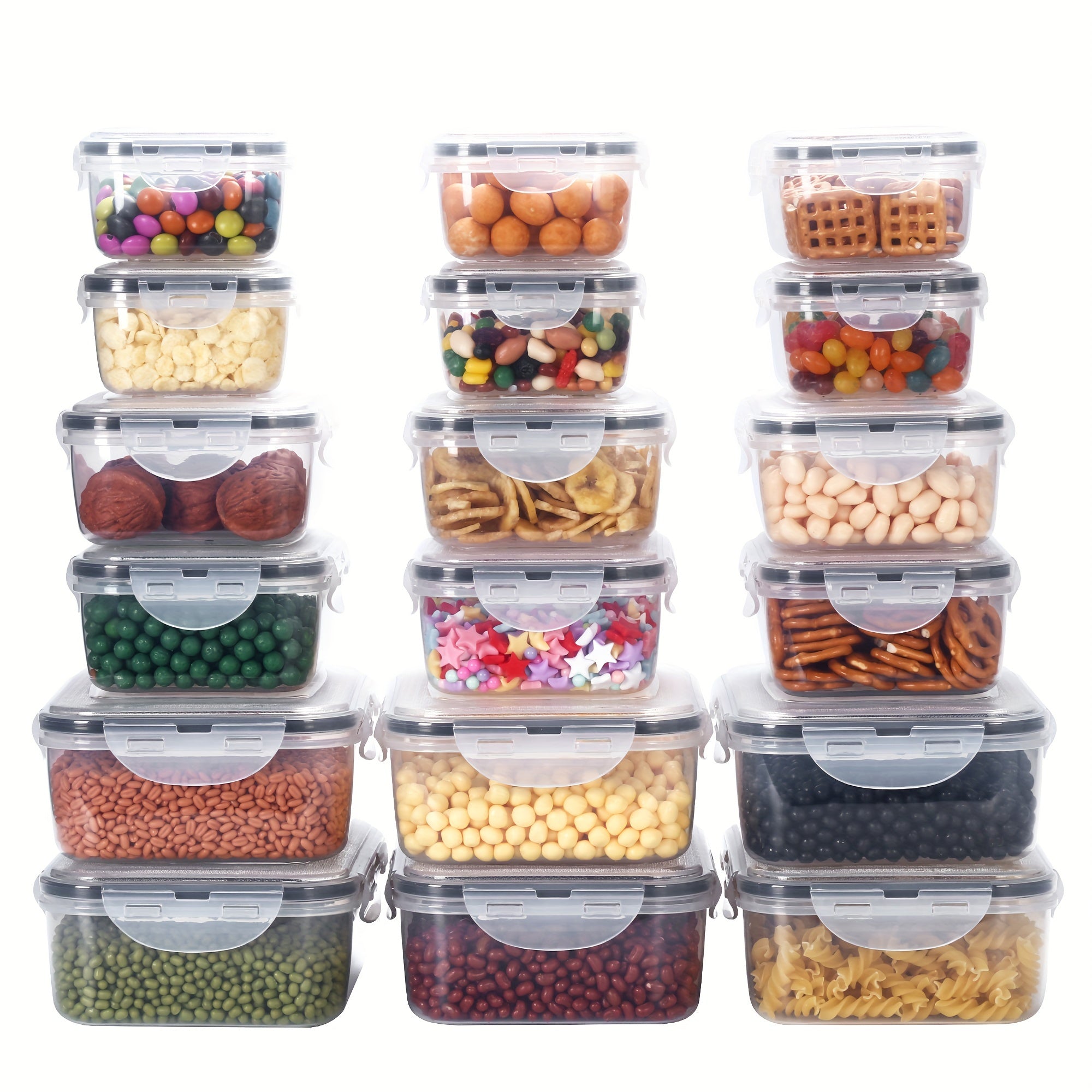 18-Piece Plastic Refrigerator Storage Containers with Microwave-Safe Lunch Boxes and Fruit and Vegetable Storage