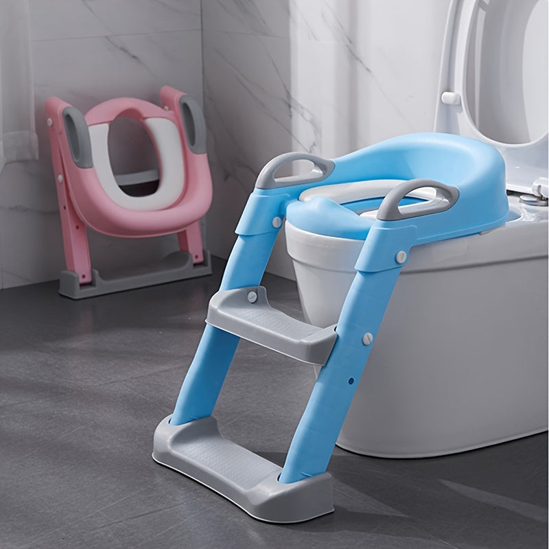 Kids Toilet Seat with Auxiliary Ladder for Bathroom Safety and Comfort