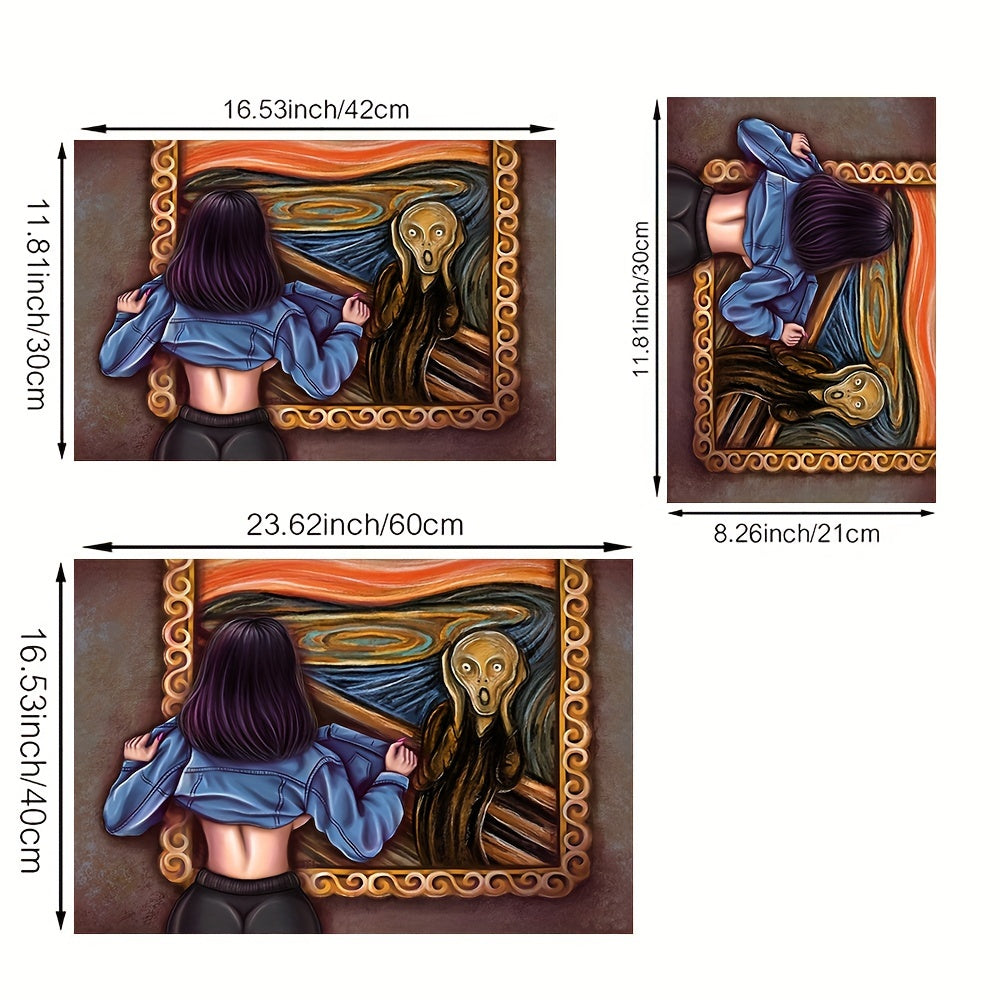 Funny Girl Screaming Canvas Wall Art Modern Animal Print Poster for Living Room Bedroom Home Office