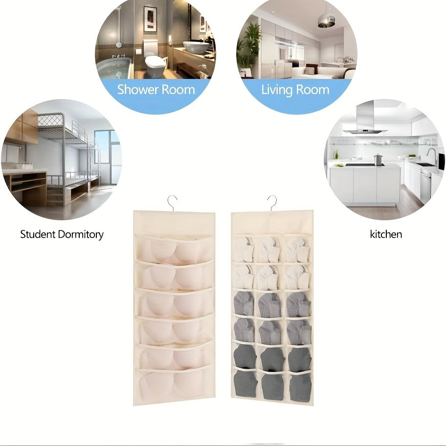 Double-Sided Closet Organizer with Mesh Pockets for Wardrobe Storage Space-Saving Bag