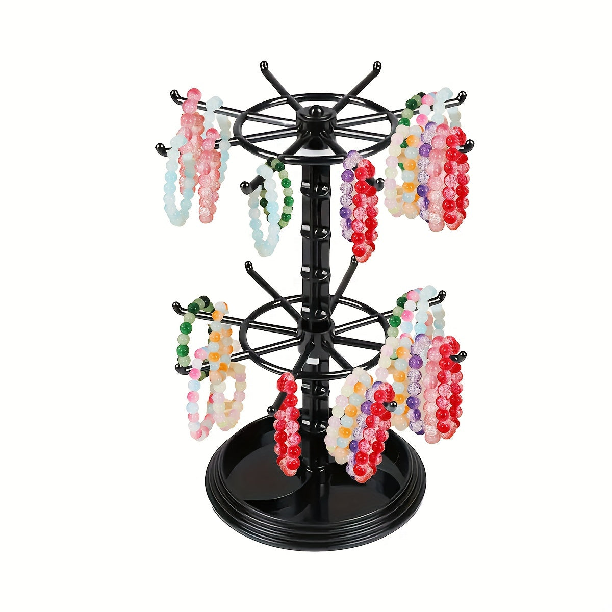 Вращающаяся двухъярусная подставка для ключей, пластиковый органайзер для ключей, бейджей, украшений