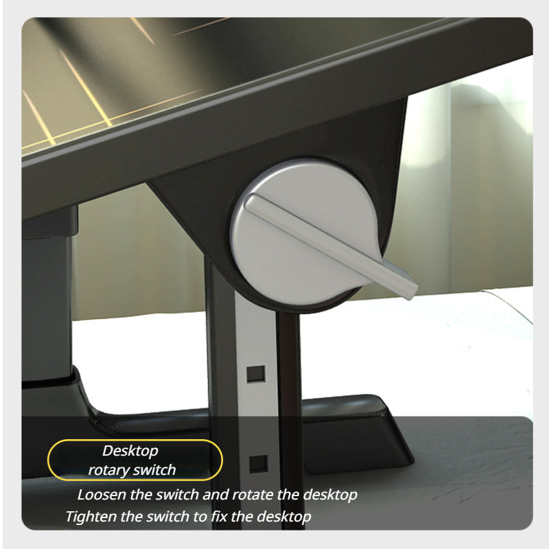 Moslashuvchan yotoq usti uchun noutbuk stoli, bukiladigan oyoqlari va saqlash shkafi bilan