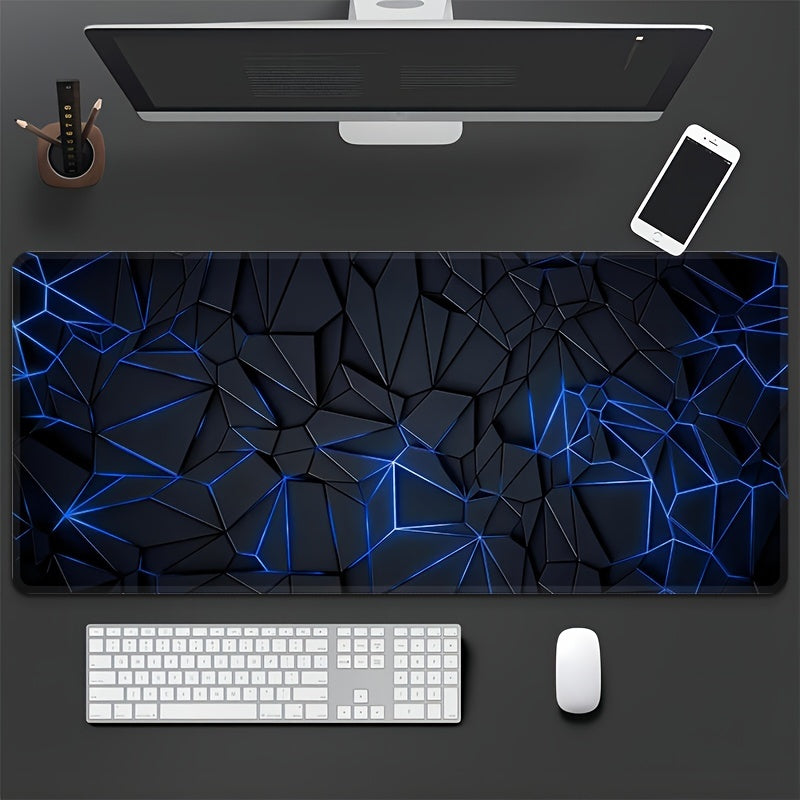 Large Blue 3D Textured Waterproof Non-Slip Rubber Mouse Pad for Gaming and Office