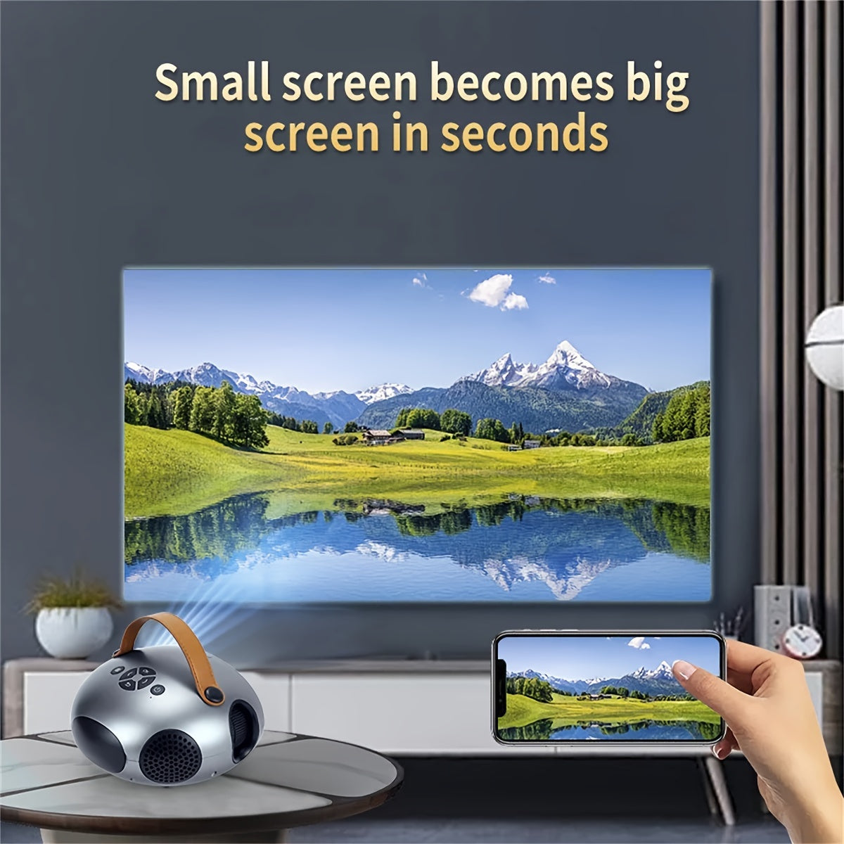 Portable Projector 7500 Lumens 1080P Wireless Smartphone Compatible