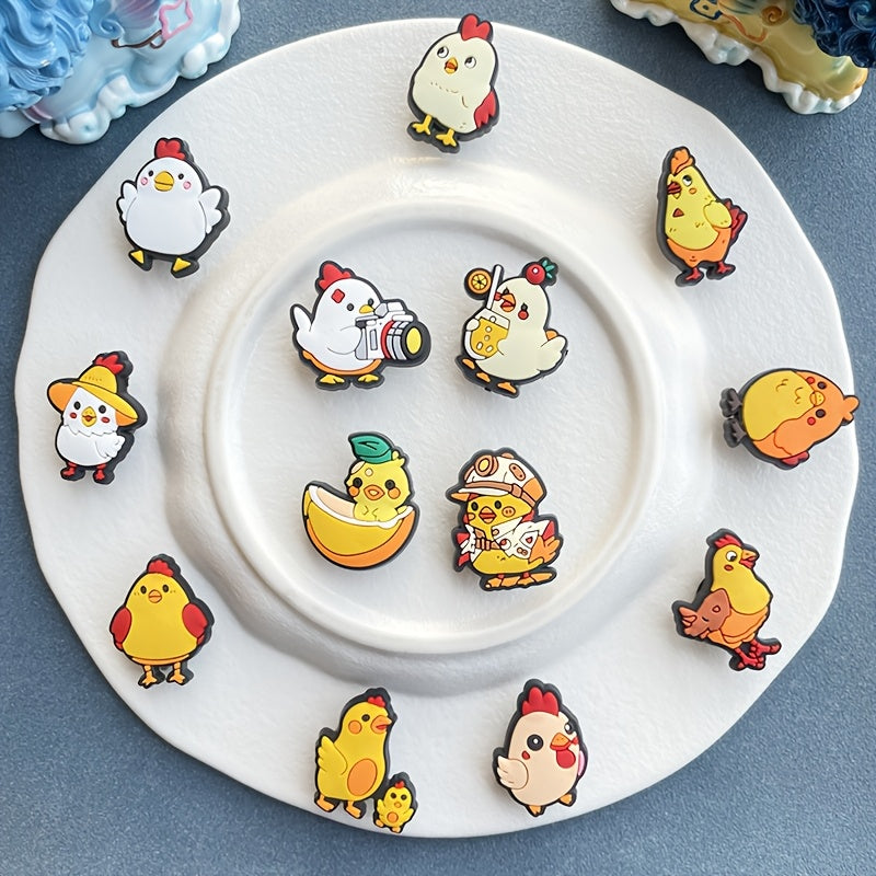 Kids Yellow Chick Shoe Decor Set PVC Detachable DIY Accessories
