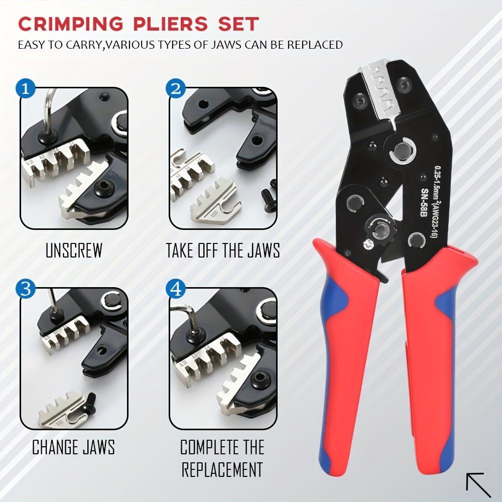 6-in-1 Crimping Pliers Set for Electrical Terminals Insulated Non-Insulated Dupont