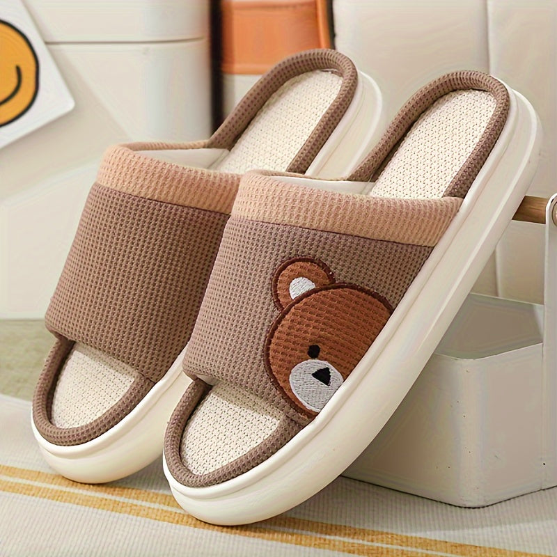 Women's Linen Indoor Slippers Non-Slip Breathable for Home Use