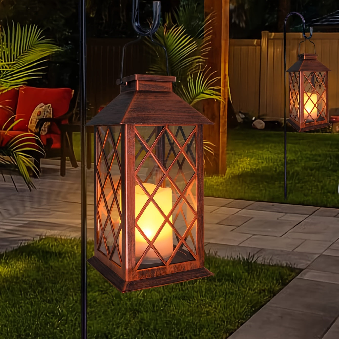 Solar Powered Outdoor Candle Light with Built-in LED Hanging Garden Yard Patio Porch