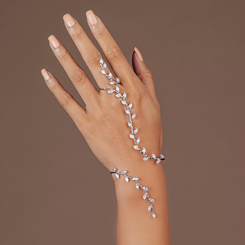 Water Diamond Finger Bracelet with Connected Design Stylish and Versatile