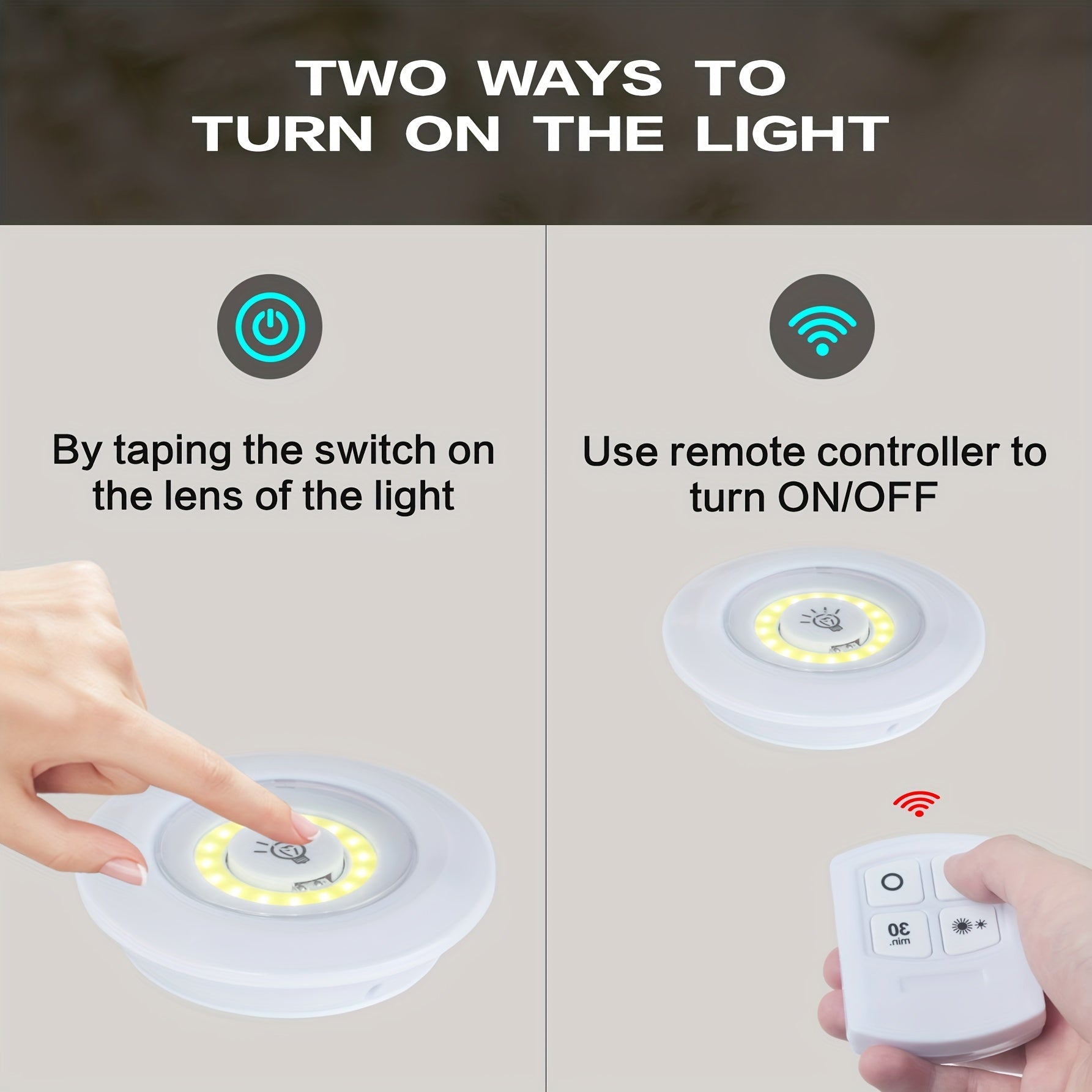 Juego de 6 luces LED inalámbricas para armario con control remoto para armario y cocina blanco