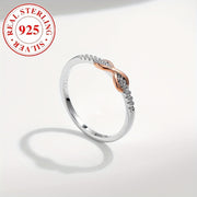 Кольцо бесконечности из стерлингового серебра с розовыми и белыми стразы для женщин