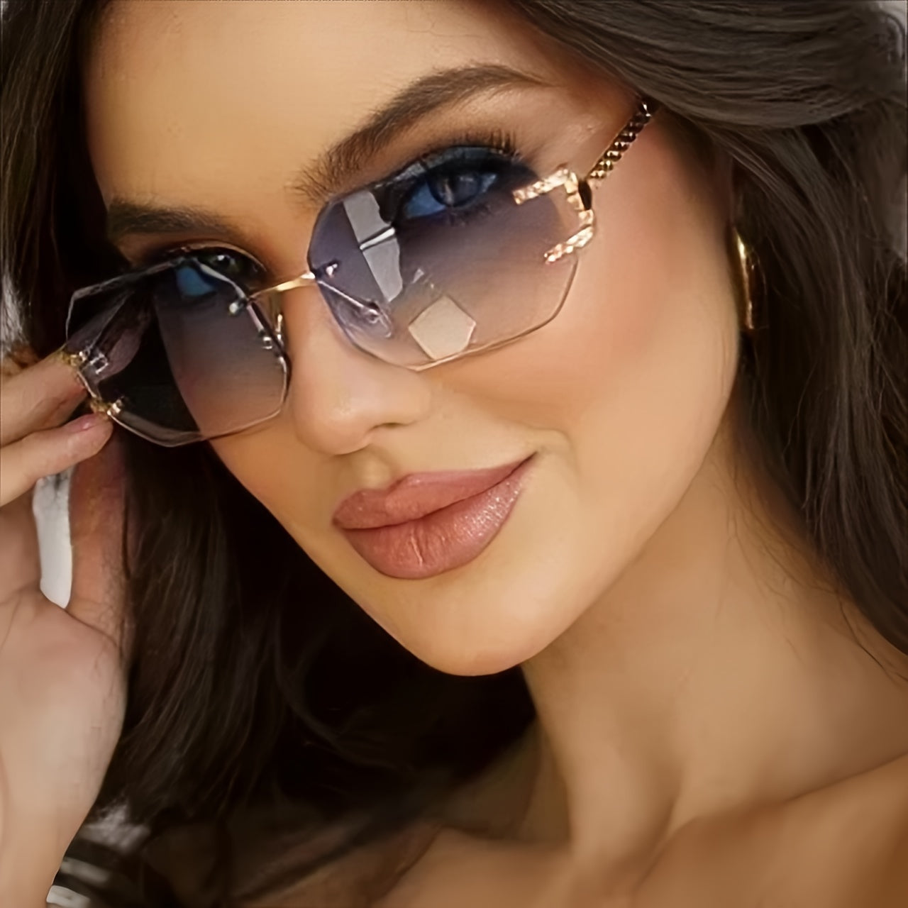 Women's Oversized Gradient Polygonal Frameless Fashion Glasses