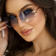 Women's Oversized Gradient Polygonal Frameless Fashion Glasses