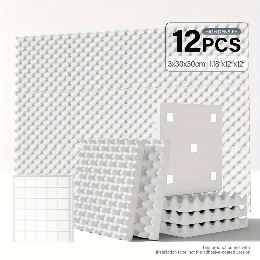12-штук акустических пенопластовых панелей для звукоизоляции, плитки с дизайном яичной скорлупы для стен и потолков музыкальной студии, черные, белые, серые