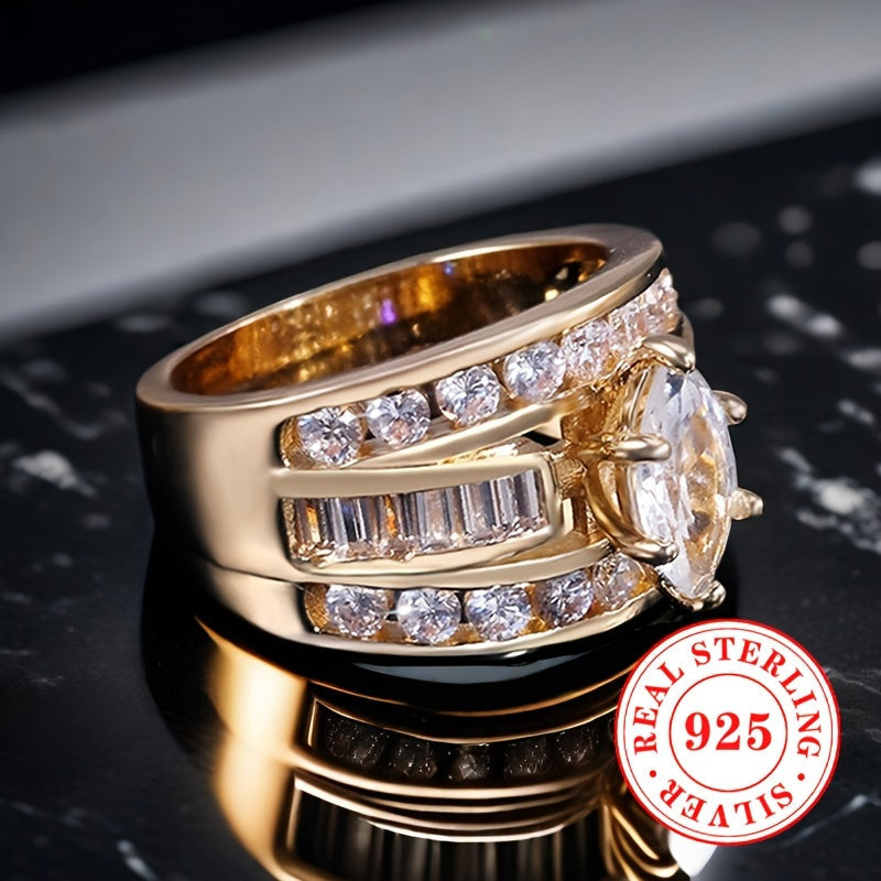 Zarif Marquise shaklidagi Zirconia uzuk, 8.8g - Aprel tug'ilgan kunlari va Mardi Gras bayramlari uchun mukammal, har kuni kiyish yoki maxsus tadbirlar uchun ideal, har qanday fasl uchun hayratlanarli kelin zargarligi.