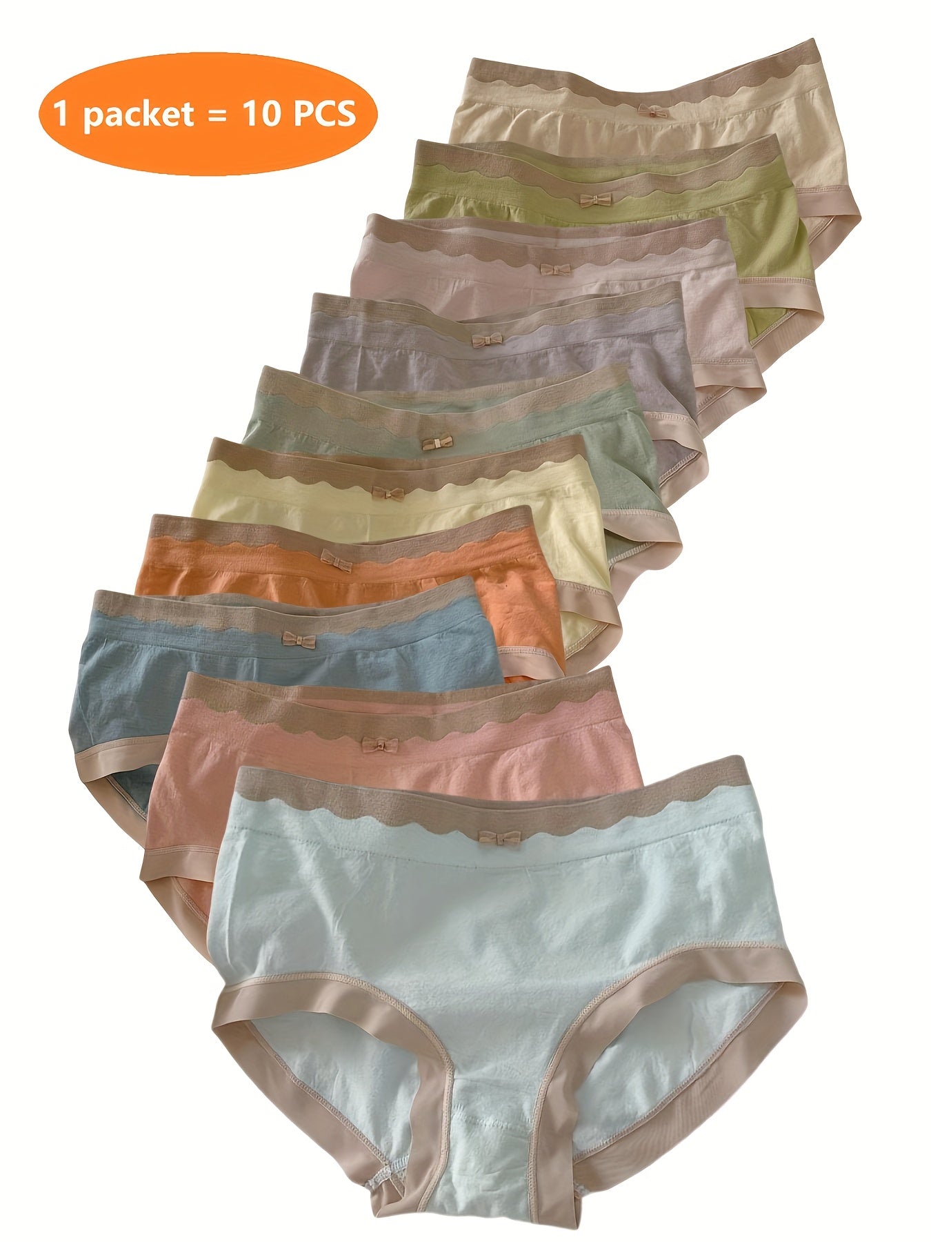 10 Pack Women's Seamless Mid-Waist Breathable Triangle Underwear S-XXL