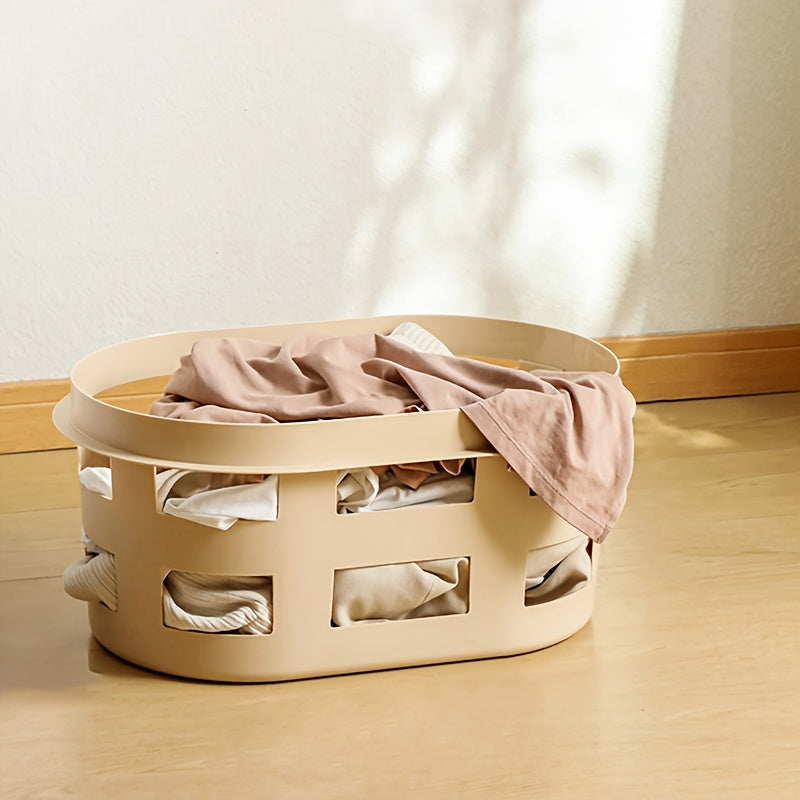 Large Capacity Plastic Laundry Basket with Multiple Compartments for Clothes and Toys