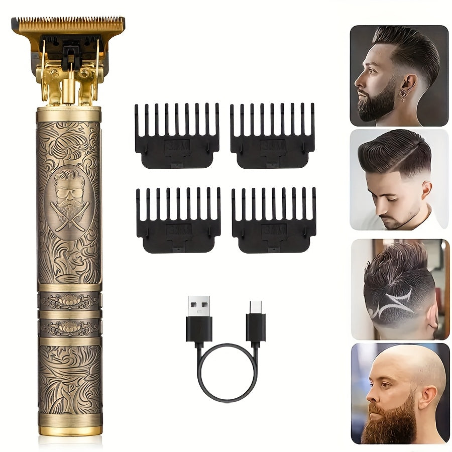 Electric hair trimmer and clipper for men, rechargeable, cordless, professional grooming