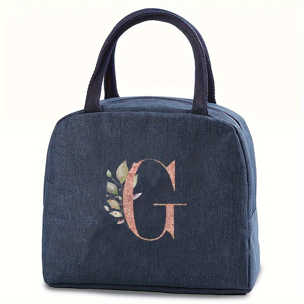 Insulated Lunch Bag with Monogram Rose Gold Waterproof Leakproof BPA-Free