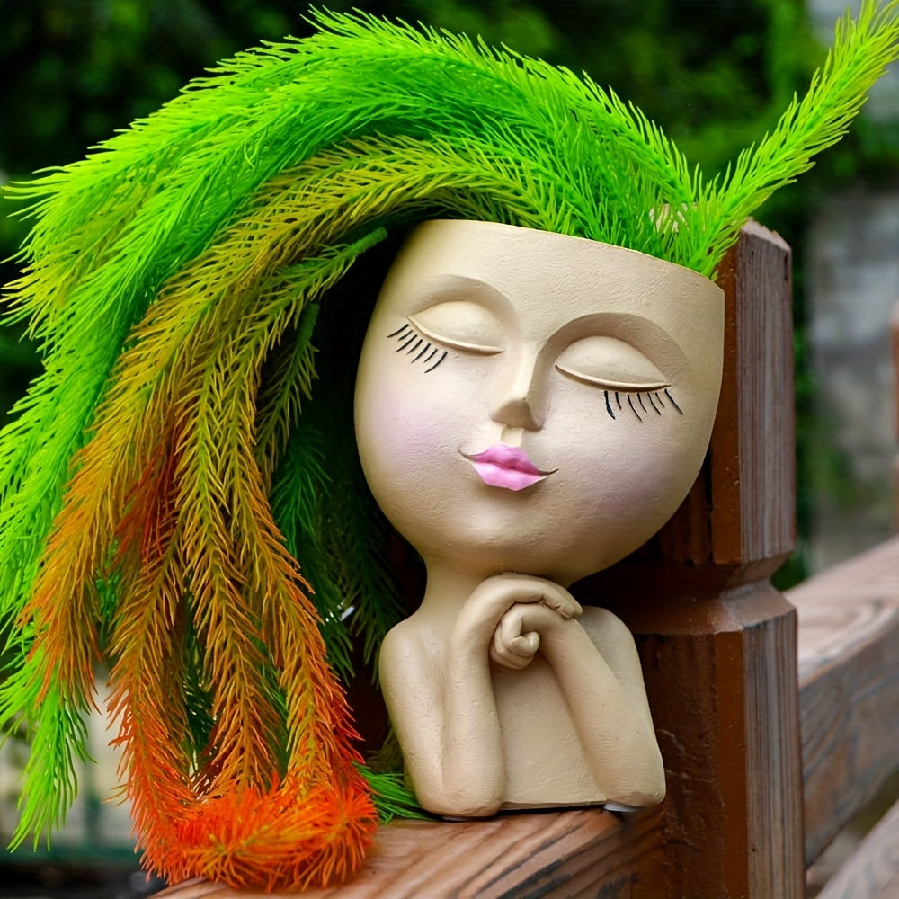 Resin Decorative Facial Vase for Home Office Garden Christmas Halloween Gift