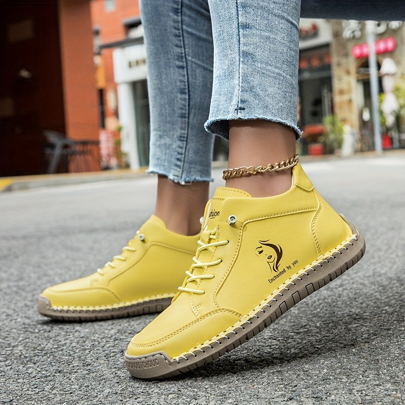 Women's Ankle Boots Leather Breathable Microfiber Non-Slip Casual Sneakers