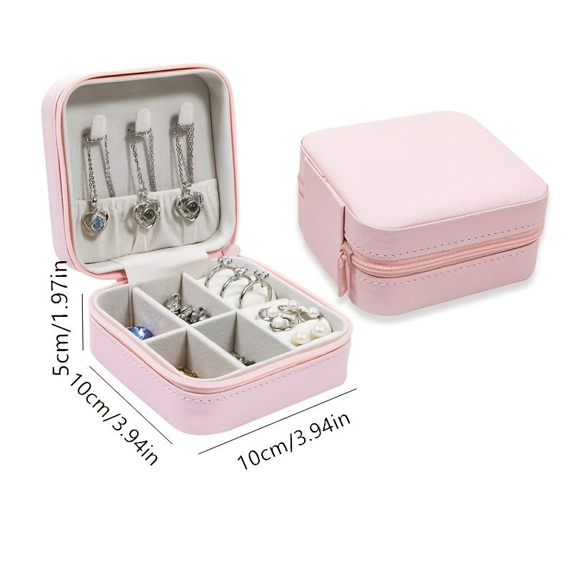 Organizador de joyería de cuero sintético para viajes con anillos, collares y pendientes