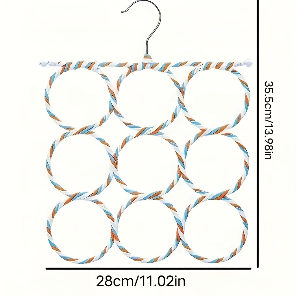Ko'p rangli rattan qog'oz halqalar bilan temir doira sharf tutgichi, bog'lamlar va sharflarni tartibga solish uchun
