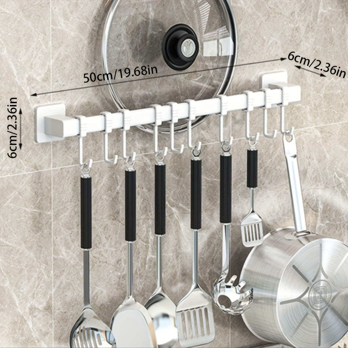 Wall-Mounted Kitchen Organizer with Spatula Hook for Utensils and Bathroom Essentials