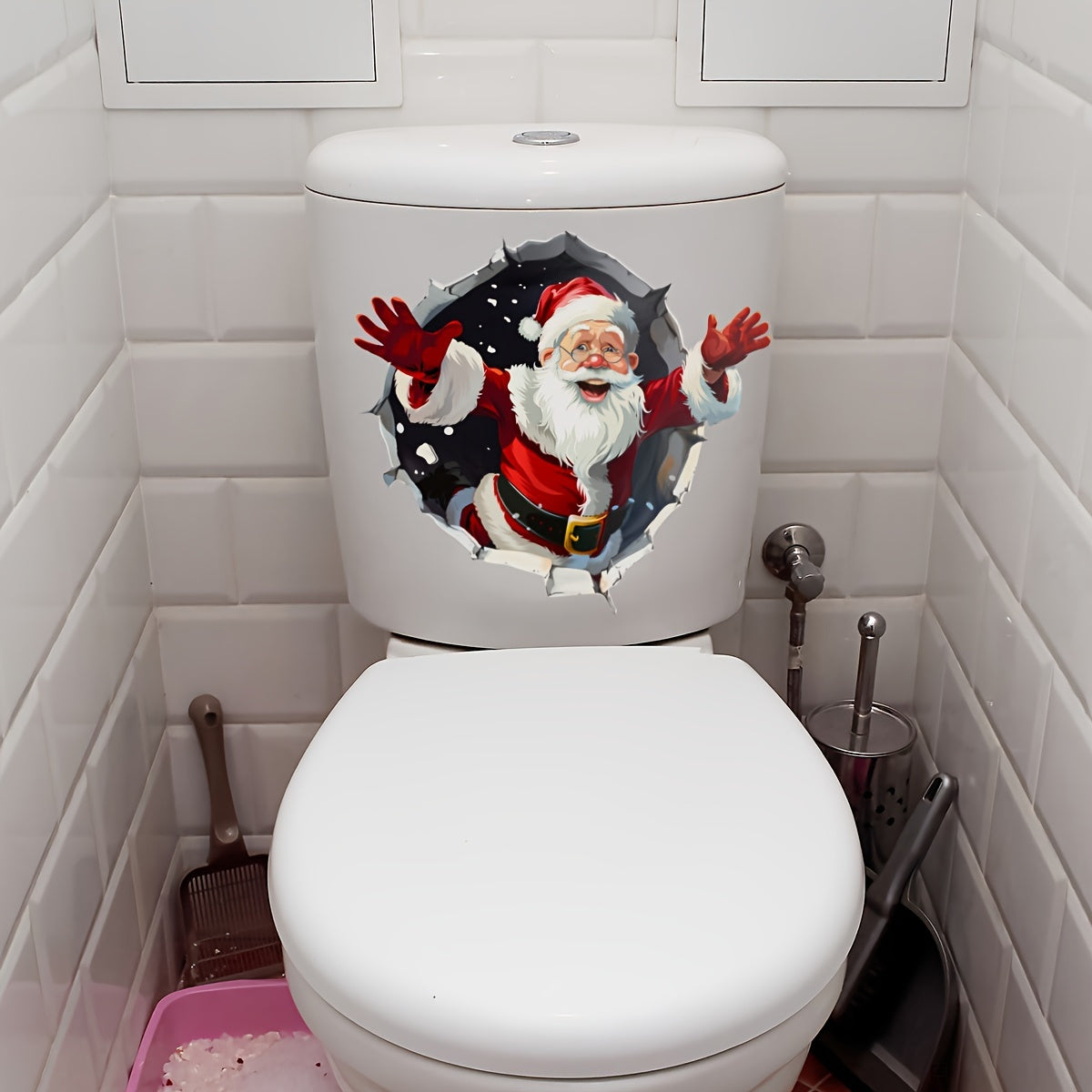 Conjunto de pegatinas de pared de Papá Noel para decoración del hogar salón dormitorio baño 30x30cm