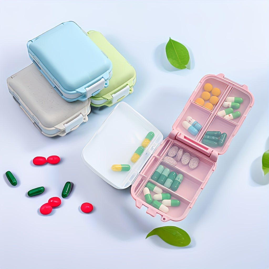 Portable Medicine Box Foldable Travel First Aid Organizer with 8 Compartments