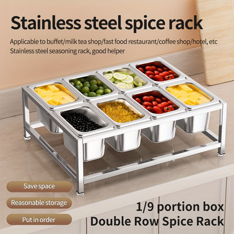 Stainless Steel Spice Racks Set with 8 Compartments for Kitchen and Restaurant Organization