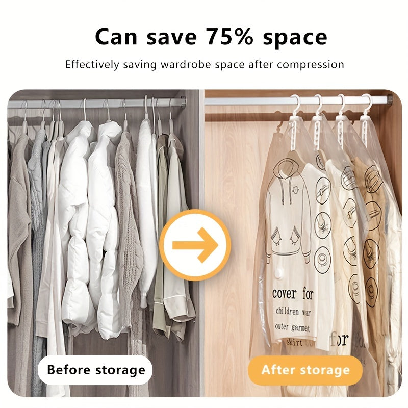 Kiyimlar uchun vakuum saqlash sumkasi, 1 ta, joyni tejovchi shkaf tashkilotchisi, kostyumlar, kurtkalar, palto uchun