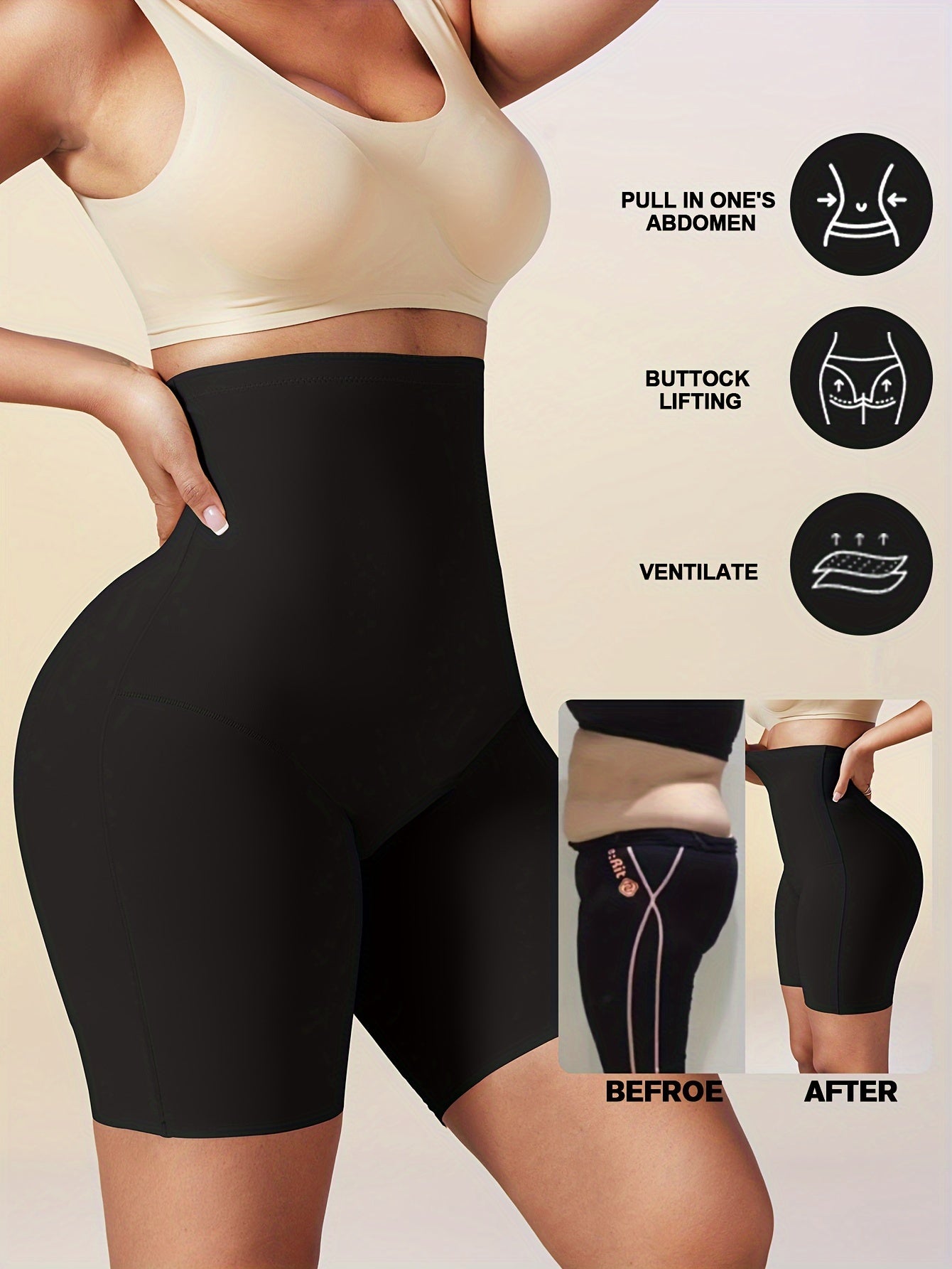 Seamless High-Waist Shapewear Shorts for Women Tummy Control Slimming Body Shaping