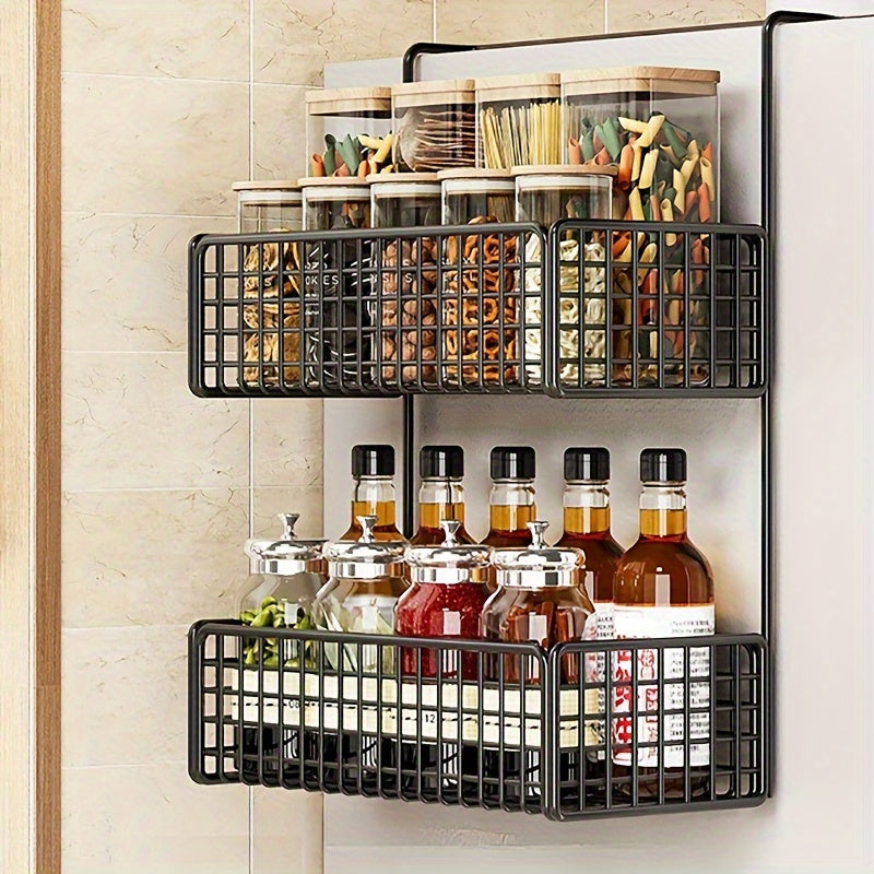 Estante de almacenamiento de cocina de metal de múltiples capas con soporte para film transparente y montaje en pared