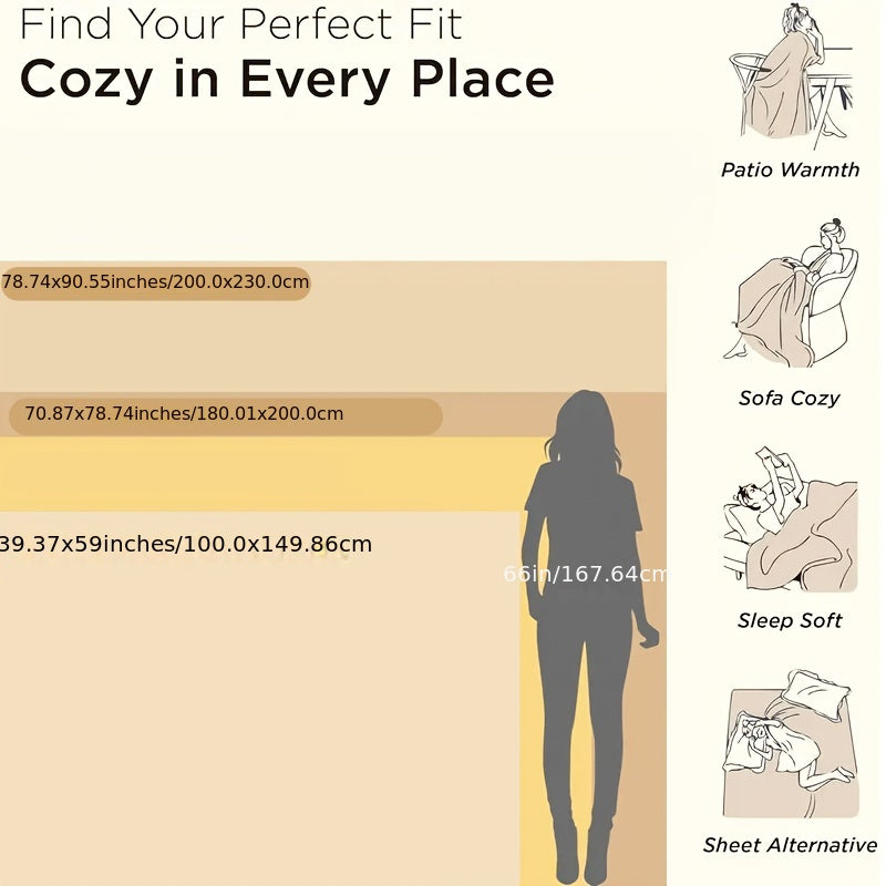 Striped Fleece Throw Blanket Dual-Sided Ribbed Cozy Warm Bed Couch Decor