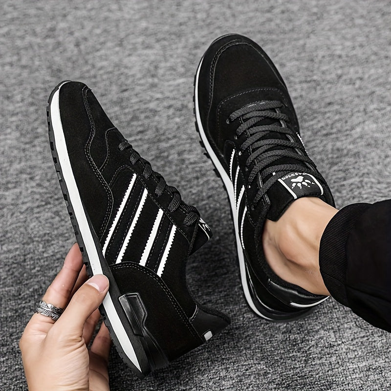 Men's Casual Sneakers All-Season Low Top Lace-Up PU Fabric Solid Color Street Style