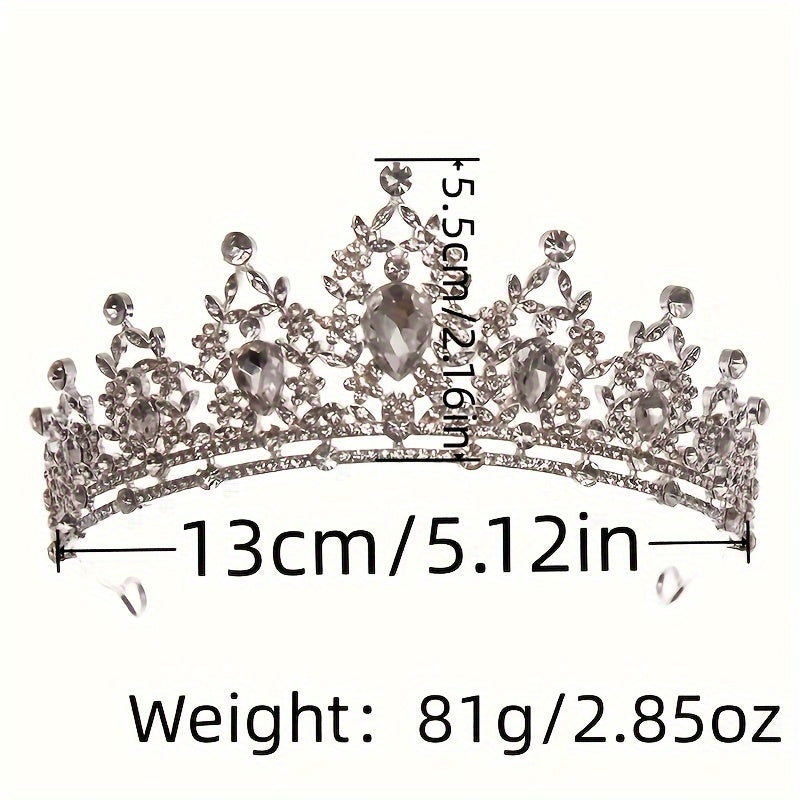 Princess Crown for Women and Girls, Queen Tiara, Elegant Silver Headpiece