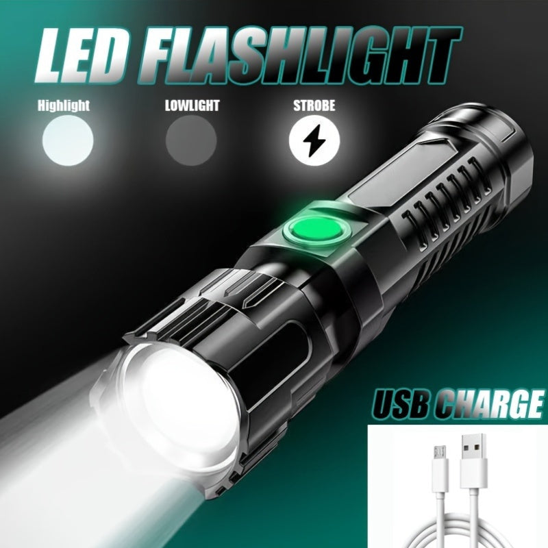 USB Rechargeable LED Flashlight Long-Range Focus Waterproof Hiking Camping Torch