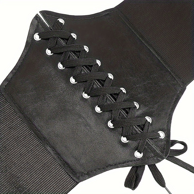 Women's Solid Color Elastic Waist Shaping Belt with Rivets for Casual and Party Wear