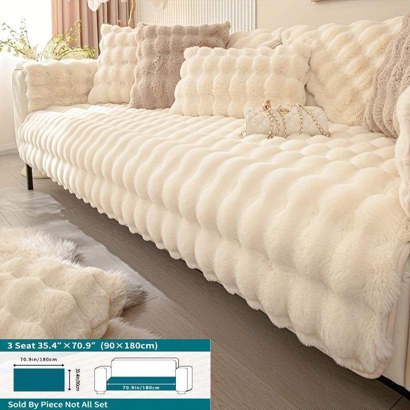 Winter Plush Sofa Cover Anti-Slip Dustproof Slipcover for Couch Living Room Bedroom