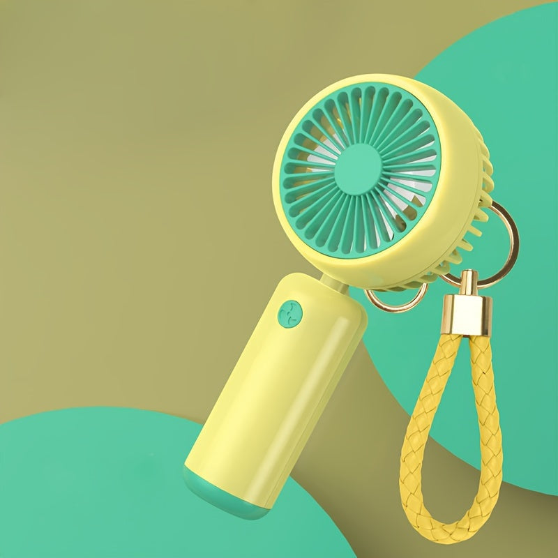 Kichik qo'lga olinadigan portativ ventilyator, USB orqali zaryadlanadigan batareya, uchta sozlanadigan tezlik va ichki va tashqi foydalanish uchun kiyiladigan dizayn.