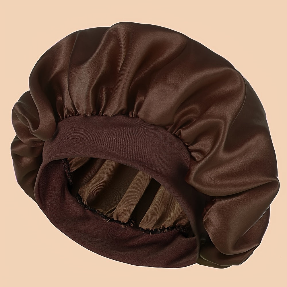 Women's Satin Sleep Cap with Wide Brim for Shower and Bed Use