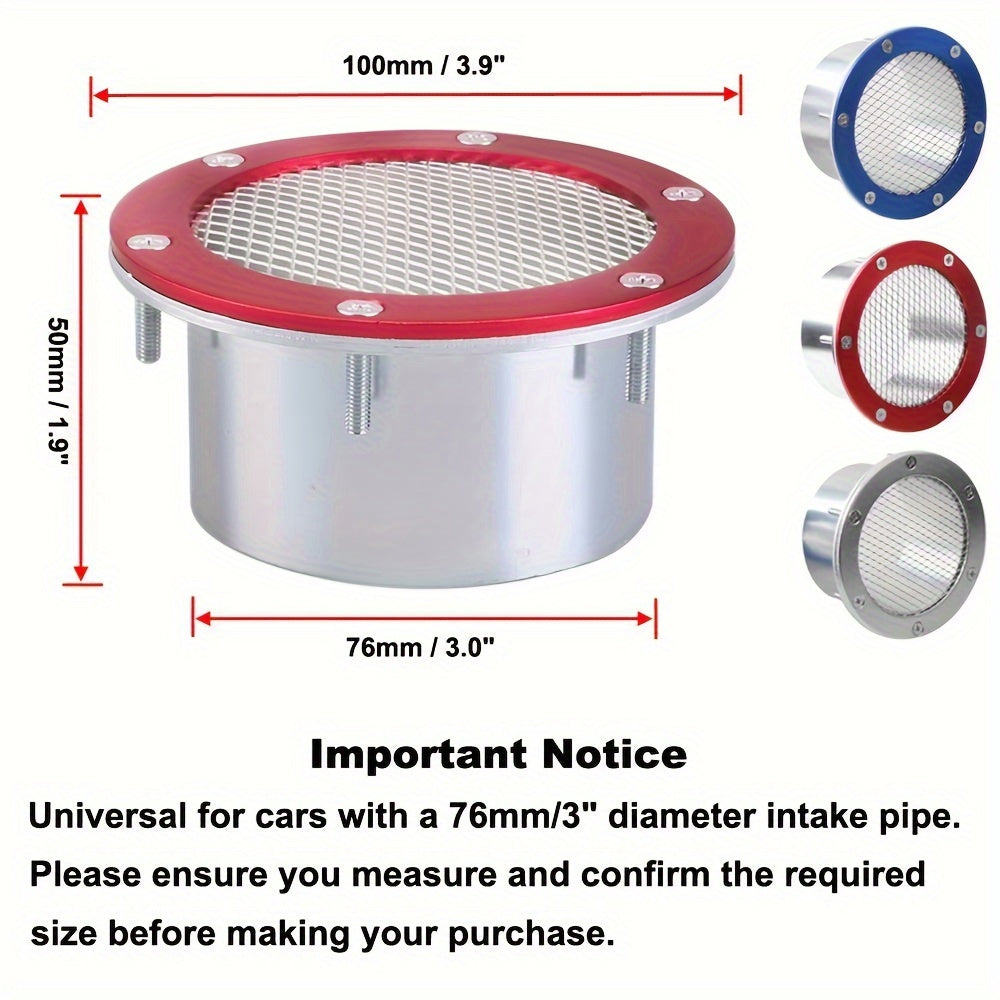Universal avtomobil poyga havo kanali quvuri grill bumper vent alüminium qoplama 76MM