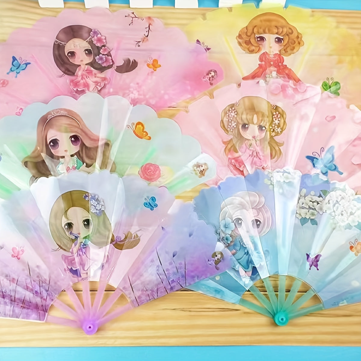 Set of 3 Mini Cartoon Handheld Fans for Summer Plastic Portable Fans