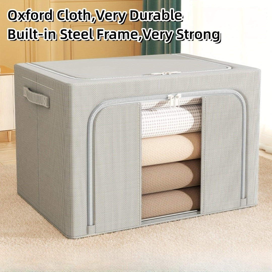 Storage Box Waterproof Cordura Foldable Steel Frame with Transparent Window for Wardrobes Vehicles and Moving