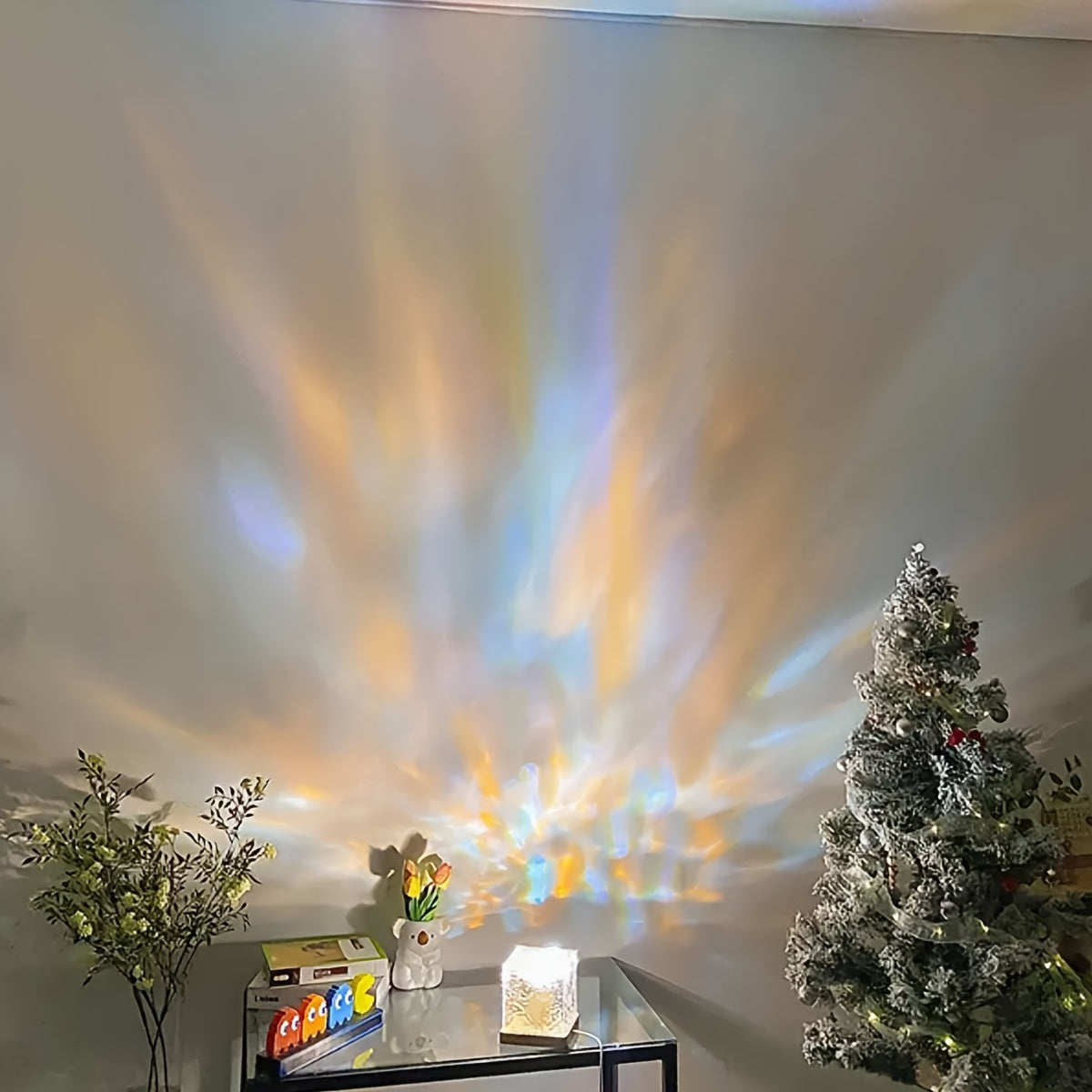 Crystal Lamp with RGB Aurora Light Projector Remote Control USB Powered for Ambiance