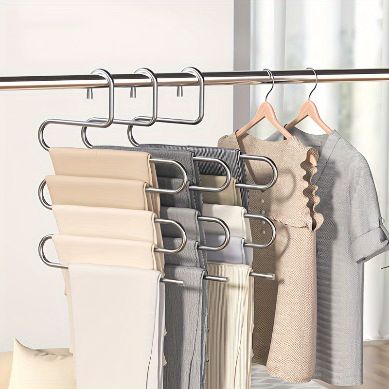 Juego de tres perchas de metal multicapa para secar y organizar el armario