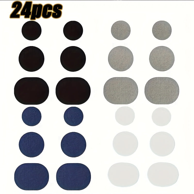 24pcs Shoe Repair Stickers Carbon Fiber Insole Patches Anti-Slip Heel Repair