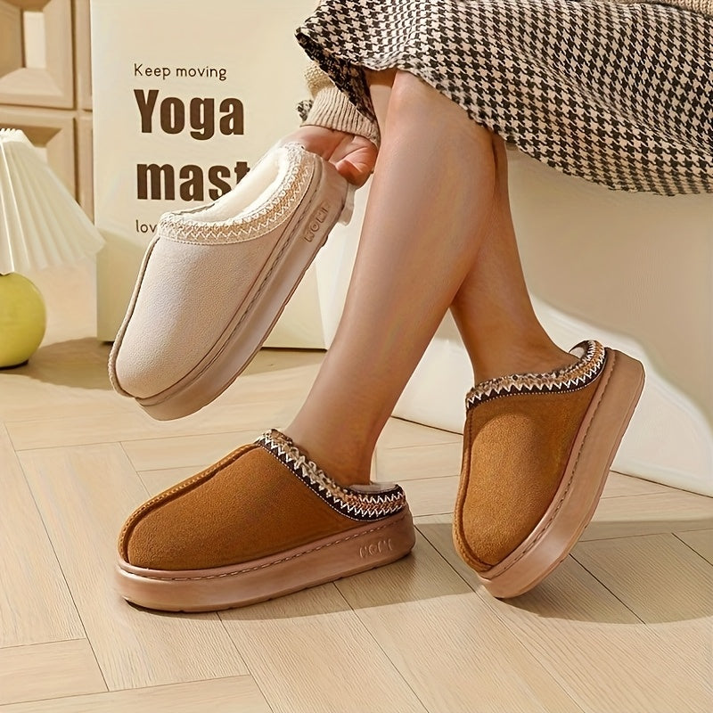 Unisex Plush Fleece-Lined Cozy Winter Slippers Non-Slip Indoor Outdoor